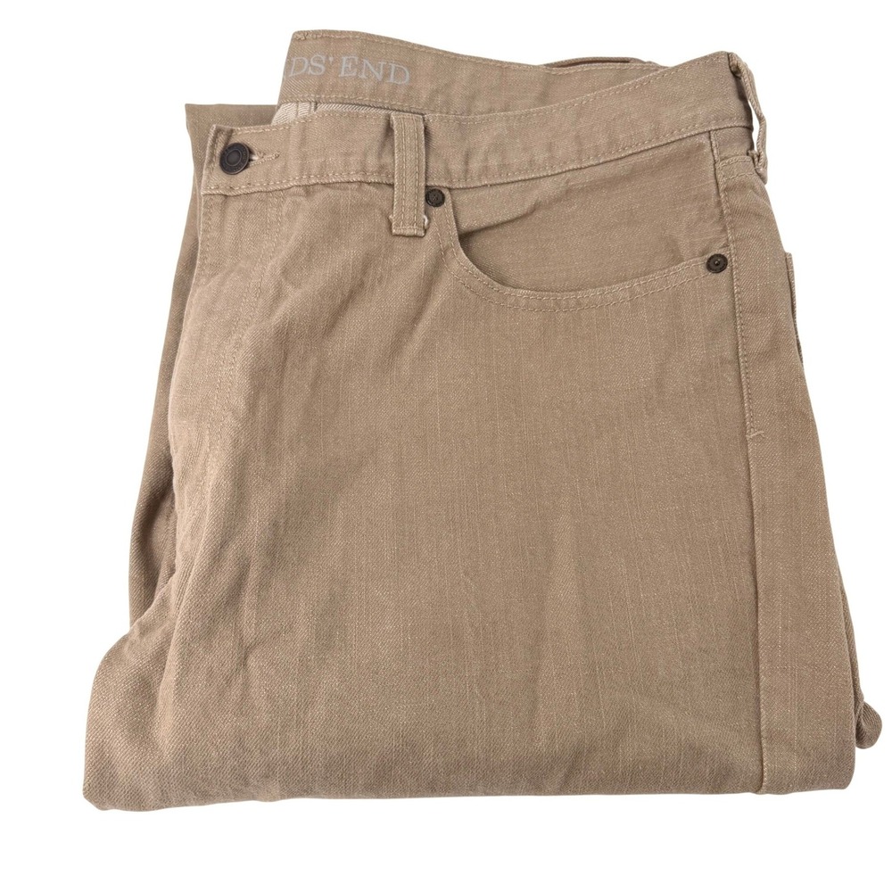 Lands End Mens Traditional Fit Tan Khaki Five Pocket Pants Size 40
